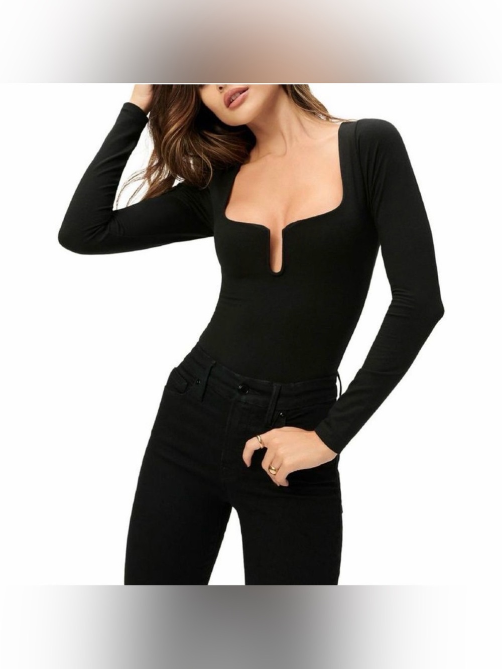 New Good American Stretch Jersey U Ring Bodysuit Size 6 (3X)